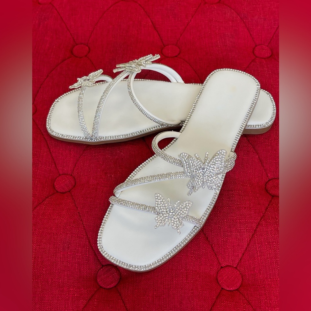 White butterfly sandals